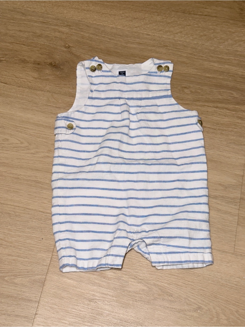 Janie and Jack White and Light Blue Striped Romper